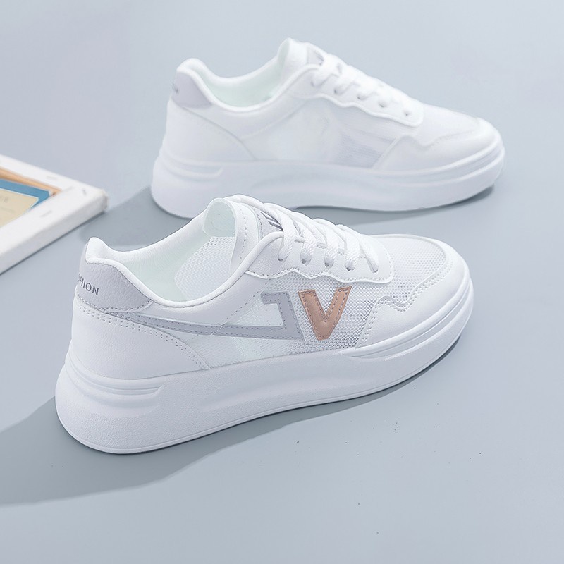 CHZK Giày sneaker phối lưới thoáng khí thời trang thích hợp cho nữ