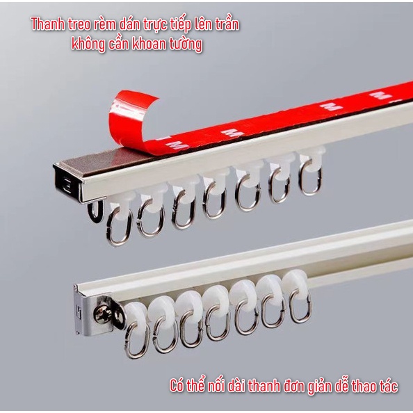 Thanh trượt treo rèm dán tường /Thanh Treo Rèm /vòng nhựa treo rèm/đường ray rèm/ Rèm loại dán đa nă
