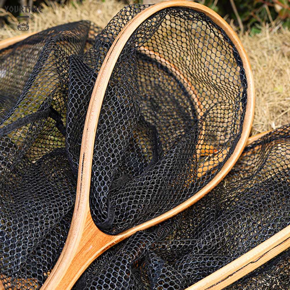 Lưới Đánh Bắt Cá Cán Gỗ Có Thể Gấp Gọn Tiện Dụng