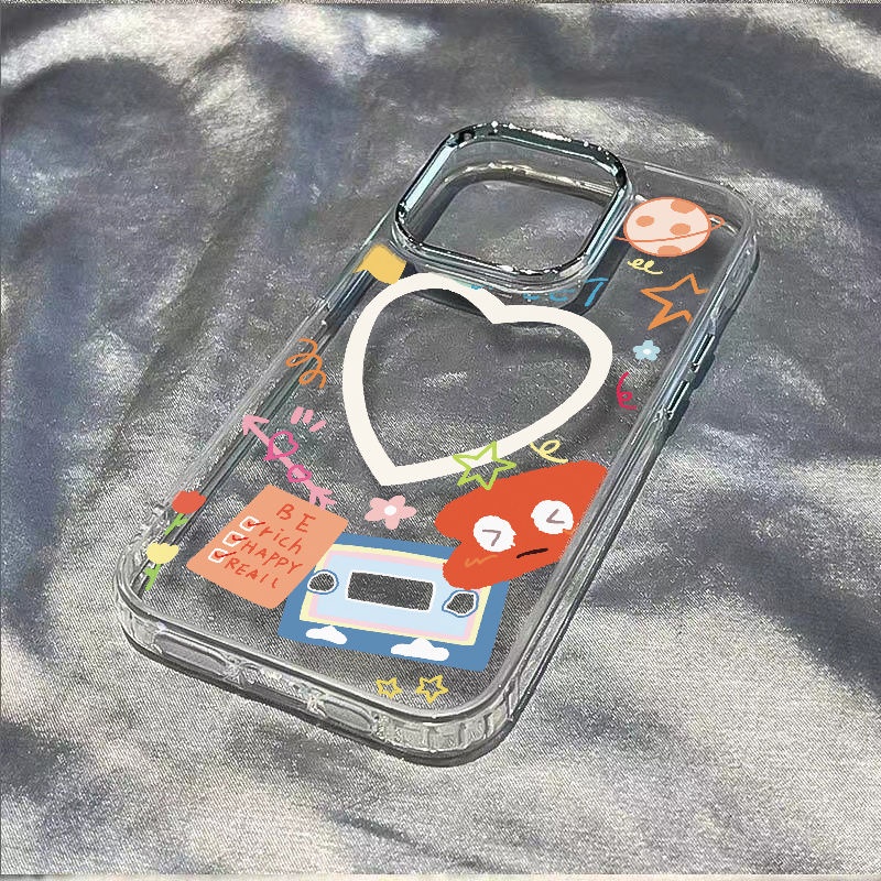 ✅Ốp Điện Thoại Mềm Chống Sốc Họa Tiết Trái Tim / Trái Tim Kiểu Khung Ảnh Cho Iphone 128 13 11 7 D2ZZ Max14Pro