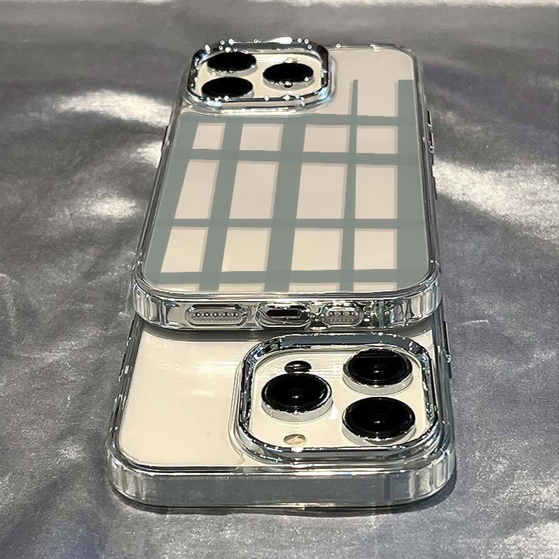 ✅Ốp Điện Thoại Mềm Họa Tiết Caro Màu Xanh Dương Chống Sốc Cho Iphone Xs8 12 11 713 14pro Max