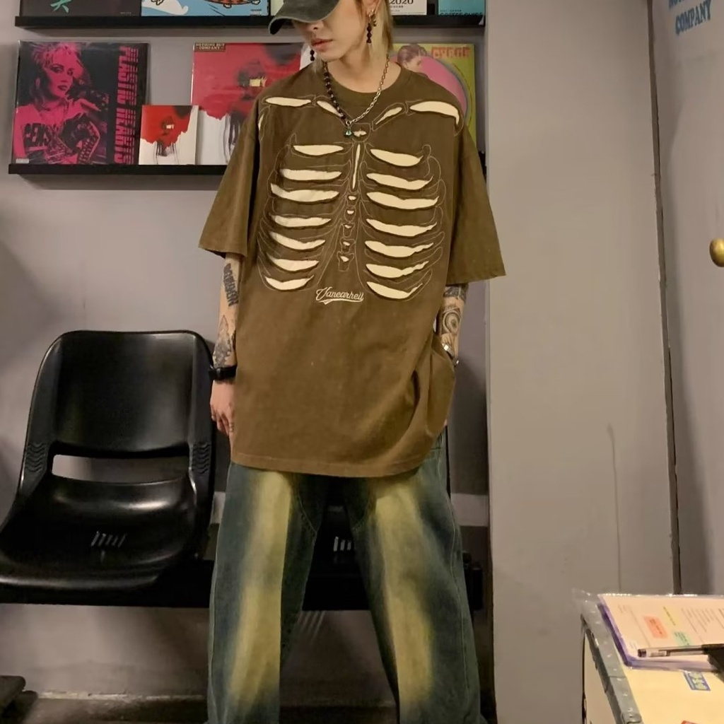 Áo Thun Ngắn Tay Phong Cách Đường Phố Cá Tính Cho Nam Nữ