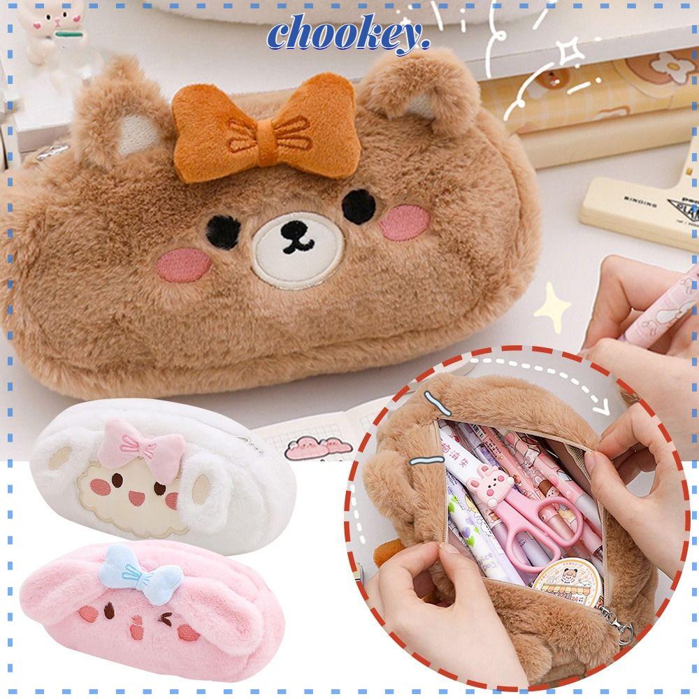 CHOOKEY Túi Đựng Bút Hình Gấu / Chó Nhồi Bông Cỡ Lớn Sáng Tạo