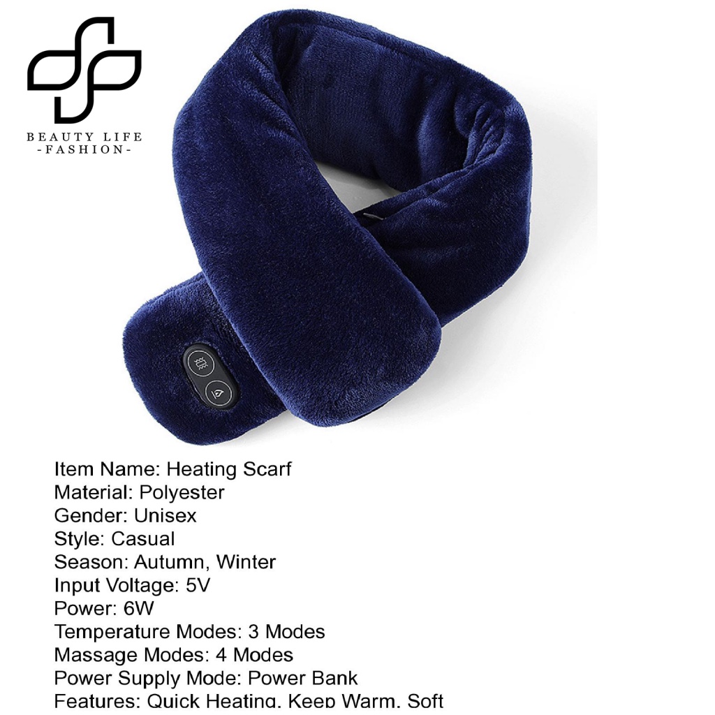 Khăn Choàng Cổ Làm Nóng Bằng Điện USB 3 Chế Độ 4 Mức Độ Điều Chỉnh Được Cho Nam Nữ Vào Mùa Đông