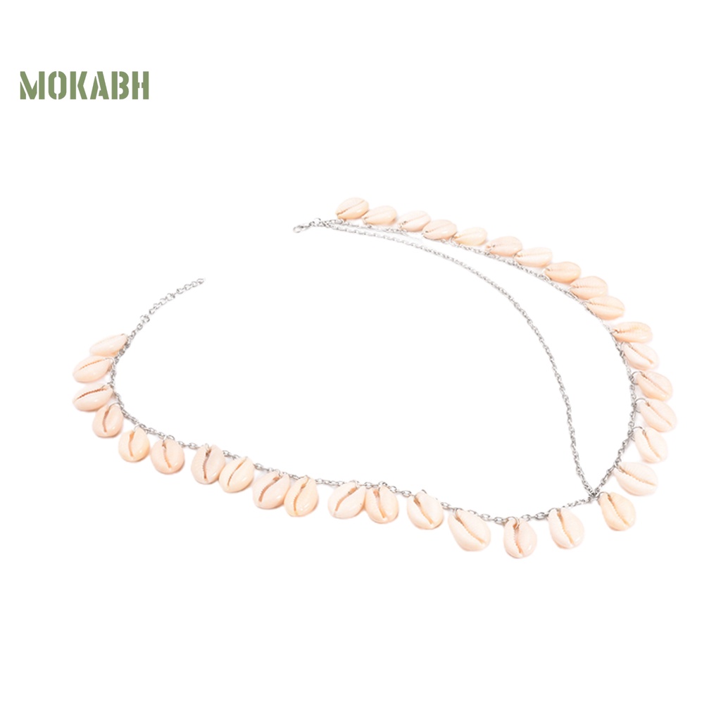 [Mok Abh] Vòng Đeo Đầu Dạng Chuỗi Vỏ Sò Tự Nhiên Bằng Kim Loại Dùng Trong Tiệc Cưới