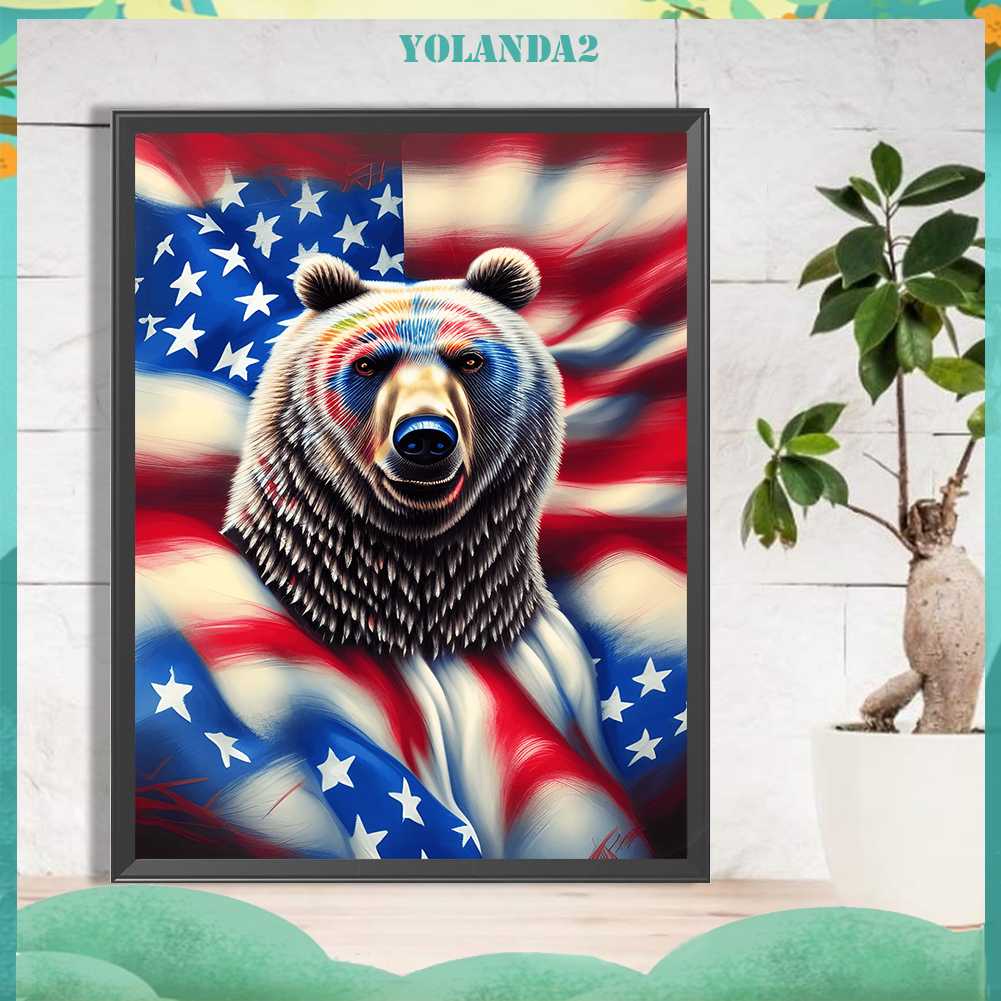 Tranh Đính Đá Kim Cương Toàn Bộ 5D DIY Hình Cờ Mỹ