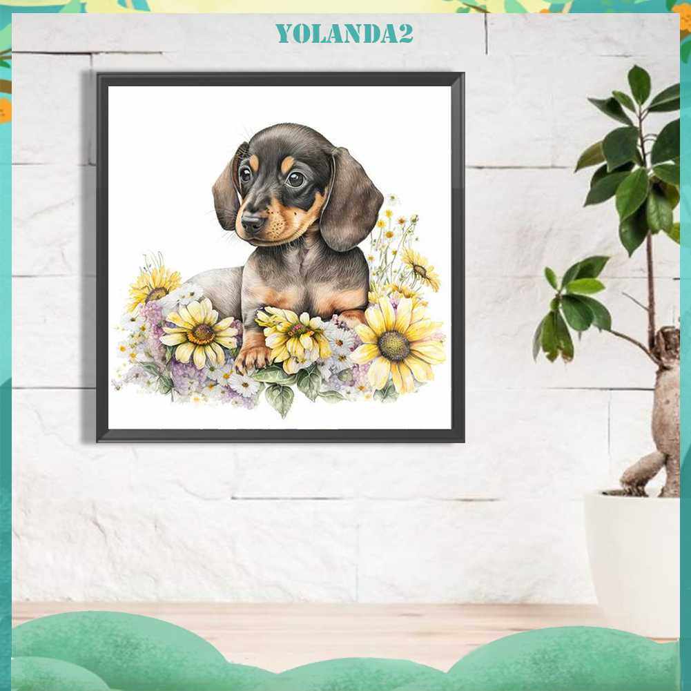 Tranh Đính Đá Kim Cương Toàn Bộ 5D DIY Hình Vẽ Chó Trang Trí Nhà Cửa