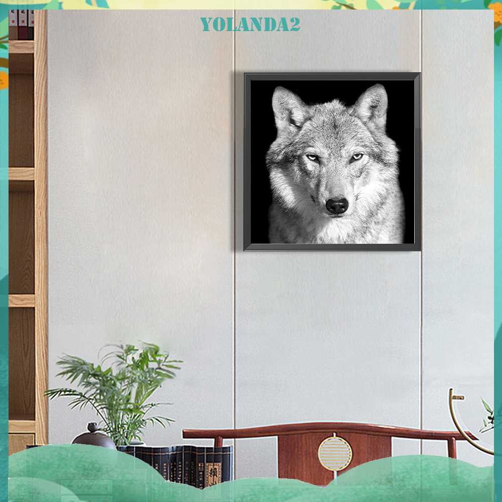 Tranh Đính Đá Kim Cương Toàn Bộ 5D DIY Hình Vẽ Sói Trang Trí Nhà Cửa