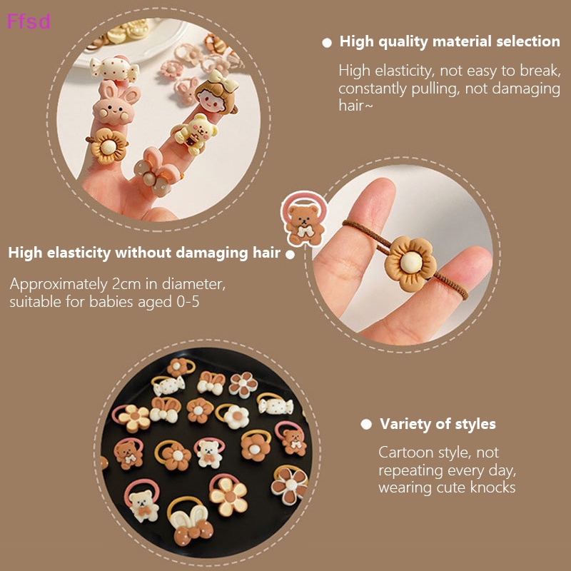 {Ffsd} Set 10 Dây Cột Tóc Đuôi Ngựa Co Giãn Mini Hình Động Vật Hoạt Hình Dễ Thương Cho Bé Gái * Bán Chạy