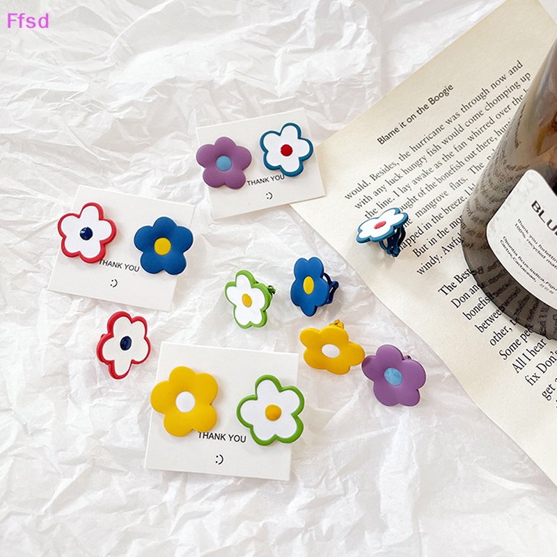 {Ffsd} Hoa Tai Dạng Kẹp Hình Hoa Nhiều Màu Sắc Ngọt Ngào Cho Nữ / Phụ Nữ / Tiệc Cưới Mới Bán Chạy *