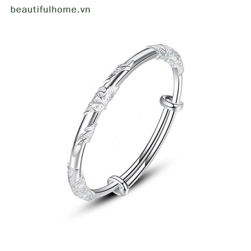 1 Vòng Đeo Tay Dạng Hở Bằng Bạc Nhẹ Nhàng Hình Hoa Thời Trang Cho Nữ