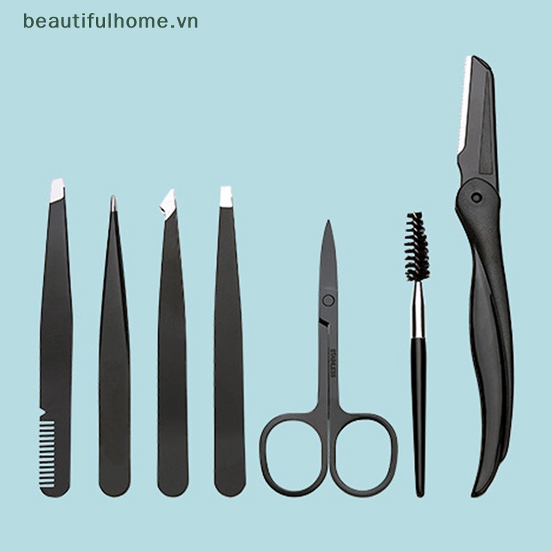 Set 7 Nhíp Tỉa Lông Mày Bằng Thép Không Gỉ Chuyên Nghiệp