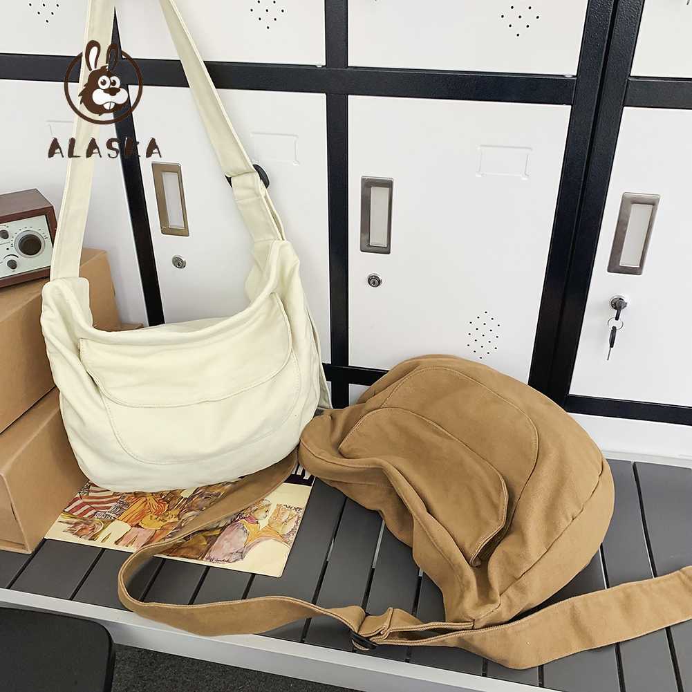 Túi Xách Vải Canvas Mềm Màu Trơn Phong Cách Harajuku Nhật Bản Cho Nữ