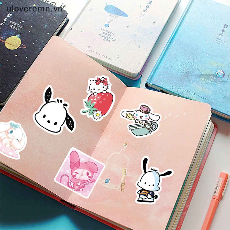 Bộ 50 Tấm Hình Dán Hoạt Hình Kuromi Melody Cinnamoroll Dễ Thương Trang Trí Vali Laptop Điện Thoại