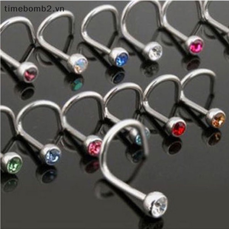 Set 10 Khuyên Mũi Bằng Thép Không Gỉ Đính Đá Thời Trang