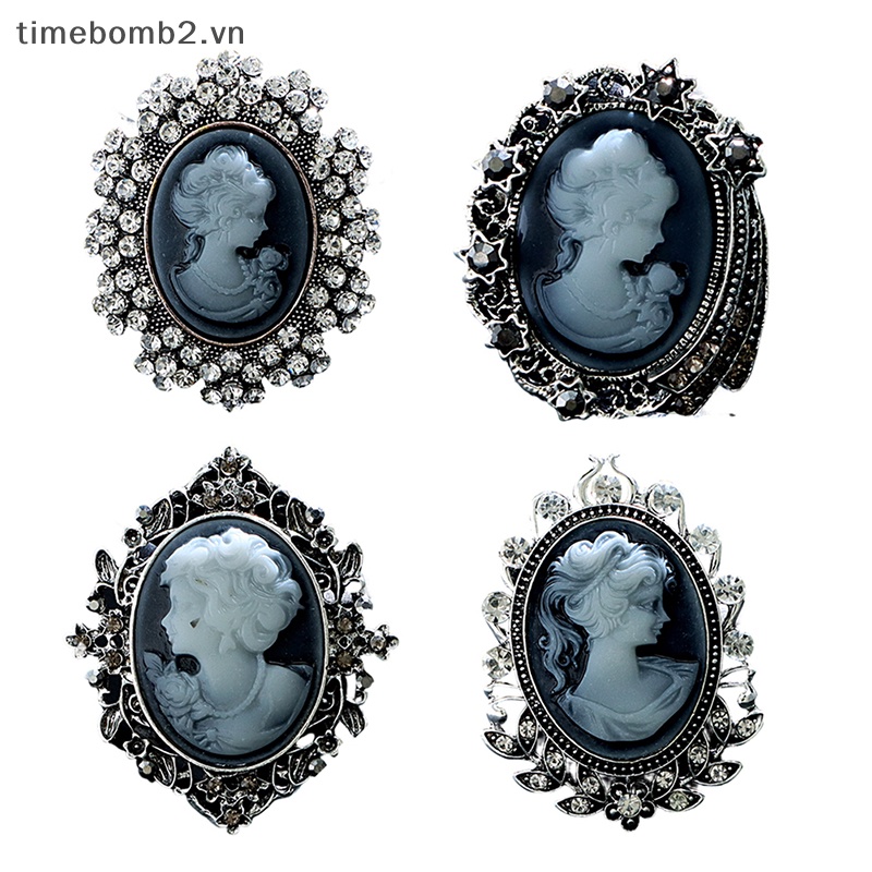 {Timebomb} Trâm Cài Áo Dập Nổi Hình Đầu Lâu Cổ Điển Thời Trang Cổ Điển Đính Đá Ngọc Trai Cho Tiệc Cưới