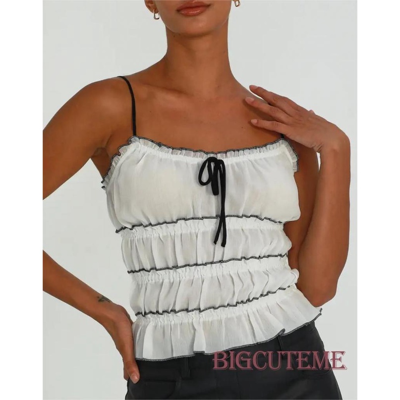 [] - Áo Croptop Không Tay Hở Lưng Màu Sắc Tương Phản Thời Trang Mùa Hè Cho Nữ