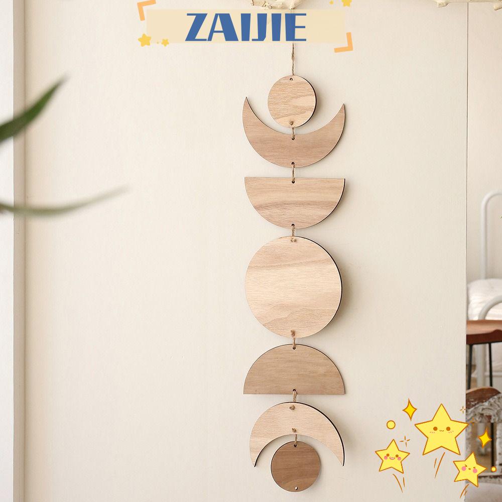 Dây Treo Trang Trí Tường Bằng Gỗ 24 Pha Lê Hình Mặt Trăng Phong Cách Boho