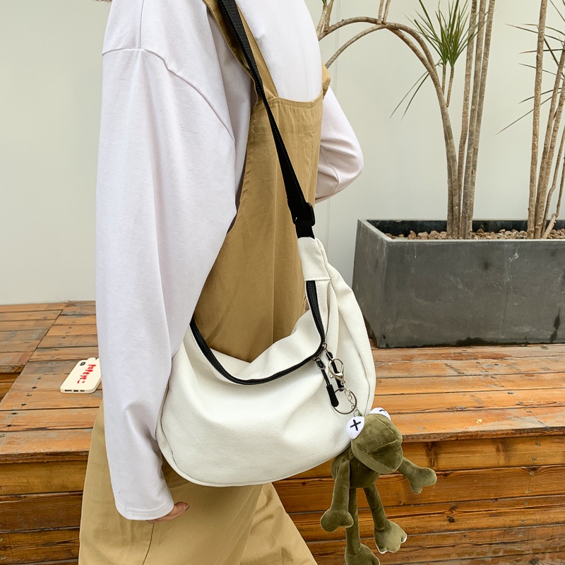 Túi Đeo Chéo Vải canvas Màu Trơn Phong Cách Tối Giản Cho Nam