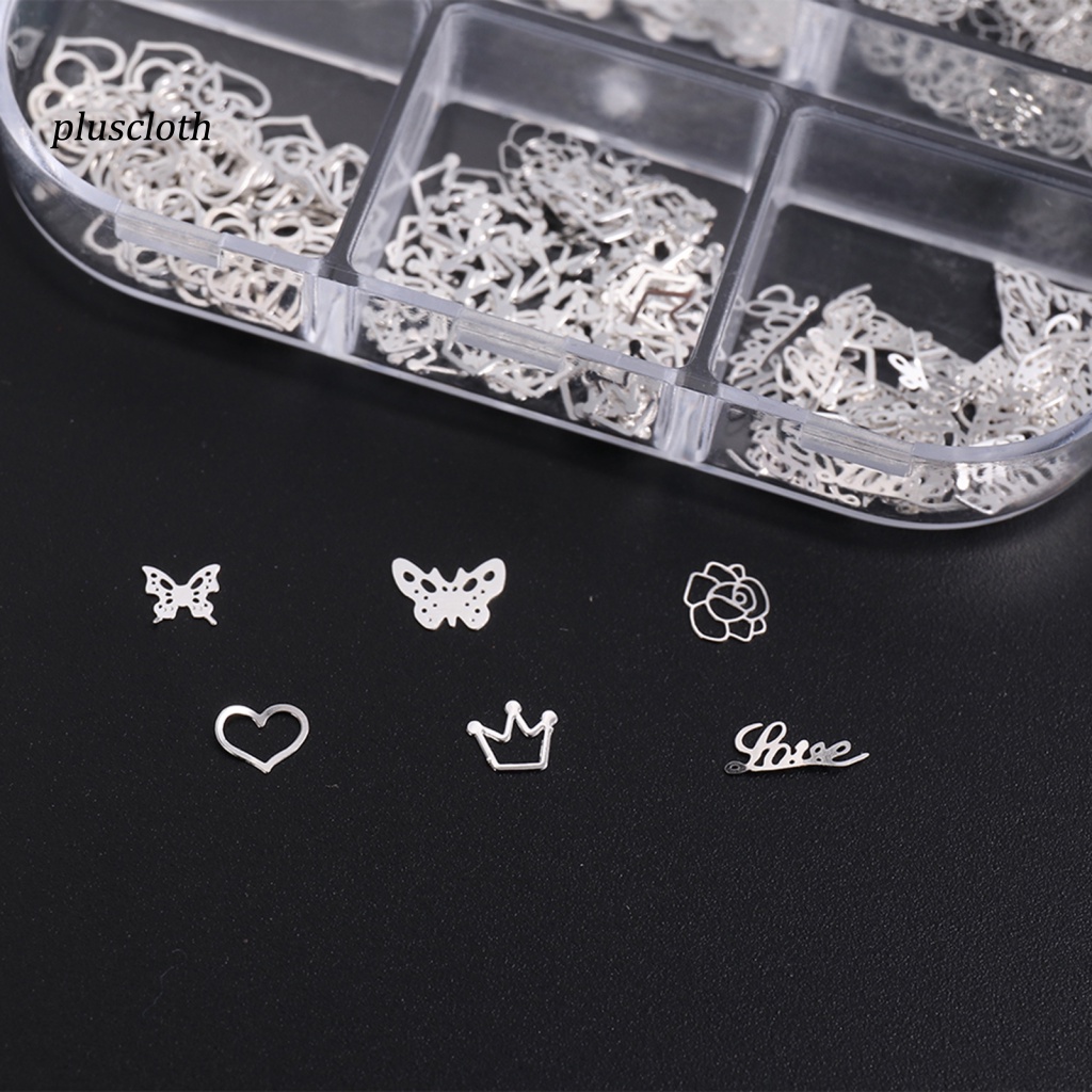 Hộp 50 Hạt Kim Sa Hình Hoa Bướm Vương Miện 3D Tự Trang Trí Móng Tay