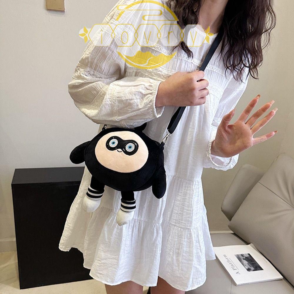 Túi Đeo Vai Đựng Thẻ Bằng Vải Bông Màu Ngà Họa Tiết Hoạt Hình Dễ Thương Cho Học Sinh