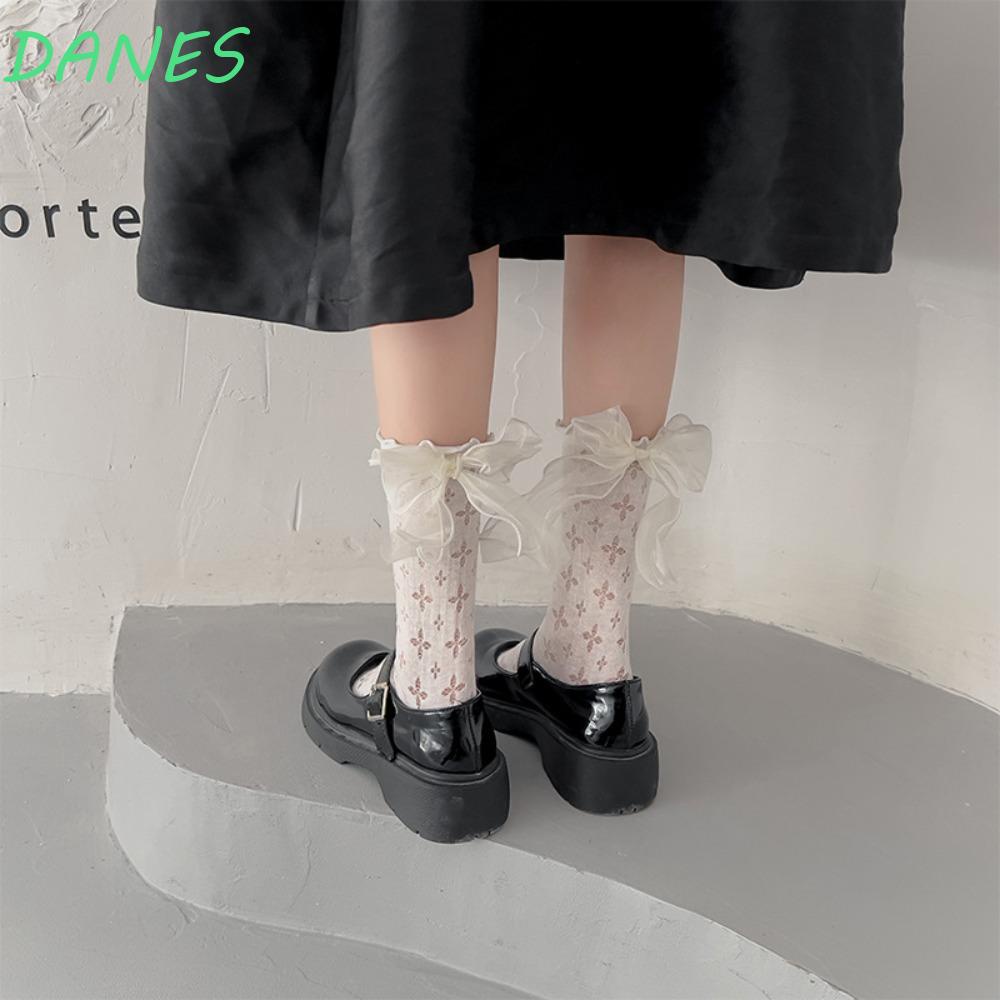 Tất Cotton Phối Ren Đính Nơ Dễ Thương Phong Cách Nhật Bản