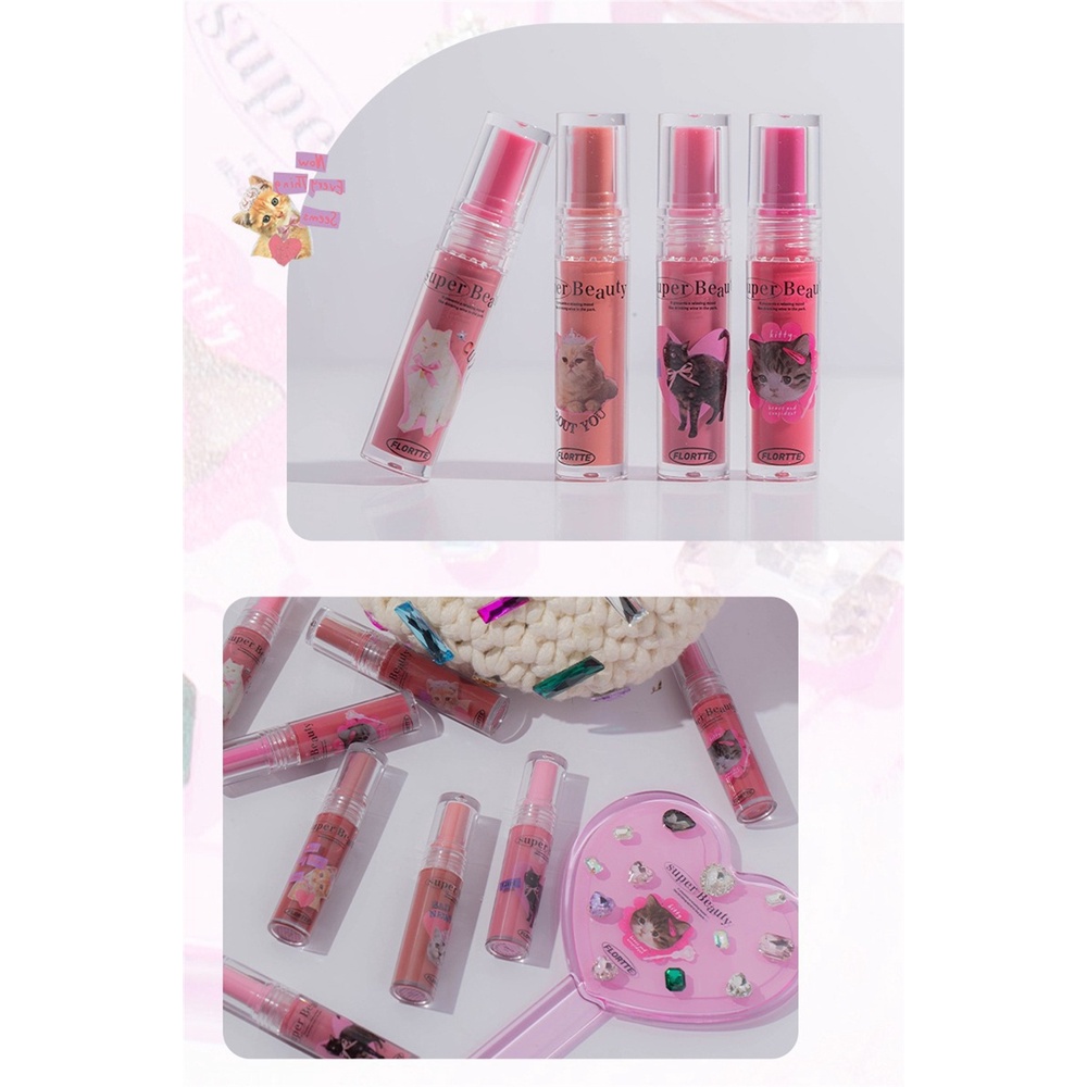 ♕ Flortte Super Beauty Lip Protection Oil Enhance Lip Complexion Water Gloss Dưỡng ẩm Son môi mềm mịn Dễ lên màu Trang điểm môi lâu trôi 7 kiểu dáng NỘI THẤT