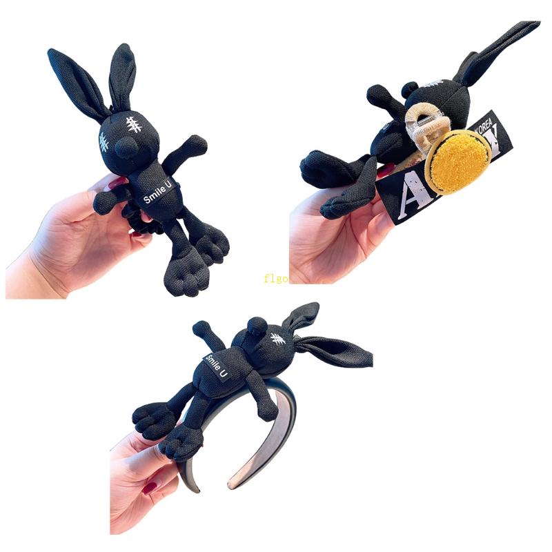 Flgo Kẹp Tóc Đuôi Ngựa Co Giãn Hình Tai Thỏ Nhồi Bông Dễ Thương Dành Cho Búp Bê / Thỏ