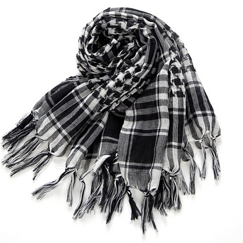 Khăn Choàng cotton Nhẹ Kẻ Sọc Ả Rập Tua Rua shemagh