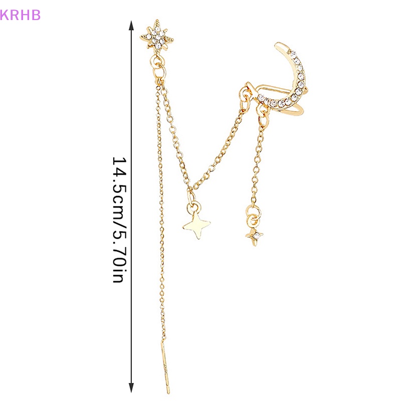 Khuyên Tai Dạng Mắc Xích Trang Trí Ngôi Sao Mặt Trăng Phong Cách Hàn Quốc Thời Trang Cho Nữ Mới