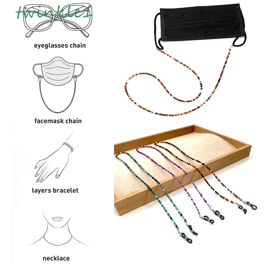 Dây Đeo Mắt Kính Đính Hạt Nhiều Màu Chống Thất Lạc Bằng Acrylic