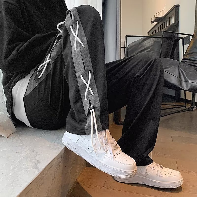 Quần Dài Ống Rộng Phối Màu Sắc Trẻ Trung Thời Trang Đường Phố Cho Nam