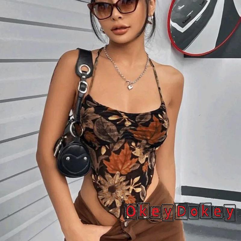 Áo Hai Dây Hở Lưng Ôm Dáng In Họa Tiết Hoa Thời Trang Mùa Hè Cho Nữ