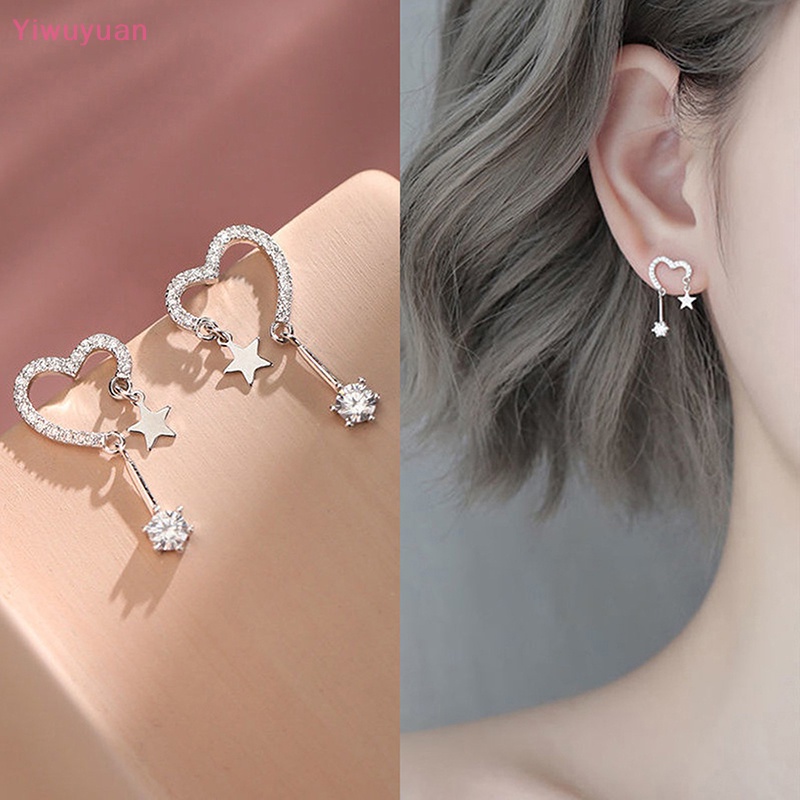 1 Cặp Bông Tai Nữ Tua Rua Hình Trái Tim Ngôi Sao Phong Cách Âu Mỹ Mới