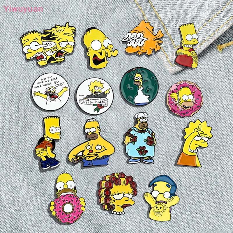 < Yiwuyuan > Ghim Cài Áo Họa Tiết Hoạt Hình Disney Comedy TV The Simpsons Tráng Men Dễ Thương Vui Nhộn Phụ Kiện Trang Sức Cho Nữ