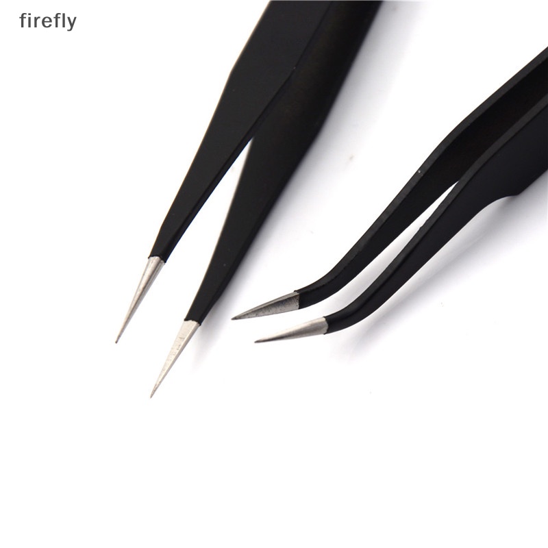 Set 2 Nhíp Cong / Thẳng Màu Đen Chống Tĩnh Điện Thời Trang