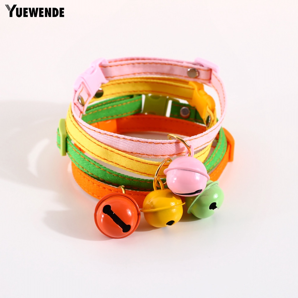 Vòng Cổ Denim Màu Trơn Trang Trí Chuông Cho Thú Cưng