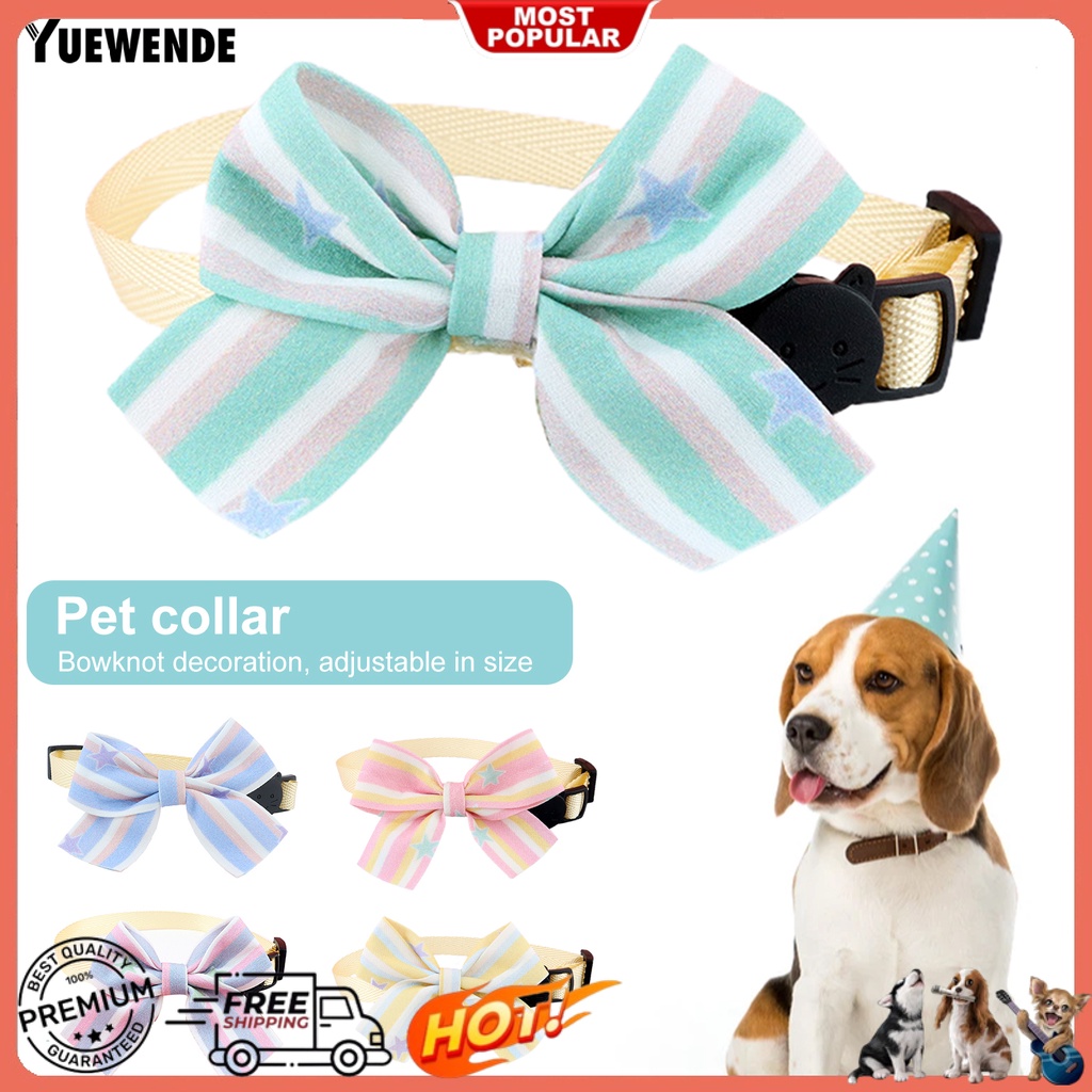 Vòng Cổ Nơ Họa Tiết Sọc Xinh Xắn Cho Thú Cưng