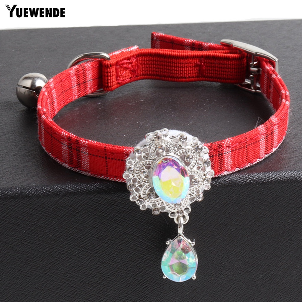 Vòng Đeo Cổ YQ.E Họa Tiết Kẻ Ô Đính Đá Có Thể Điều Chỉnh Tiện Dụng Cho Thú Cưng