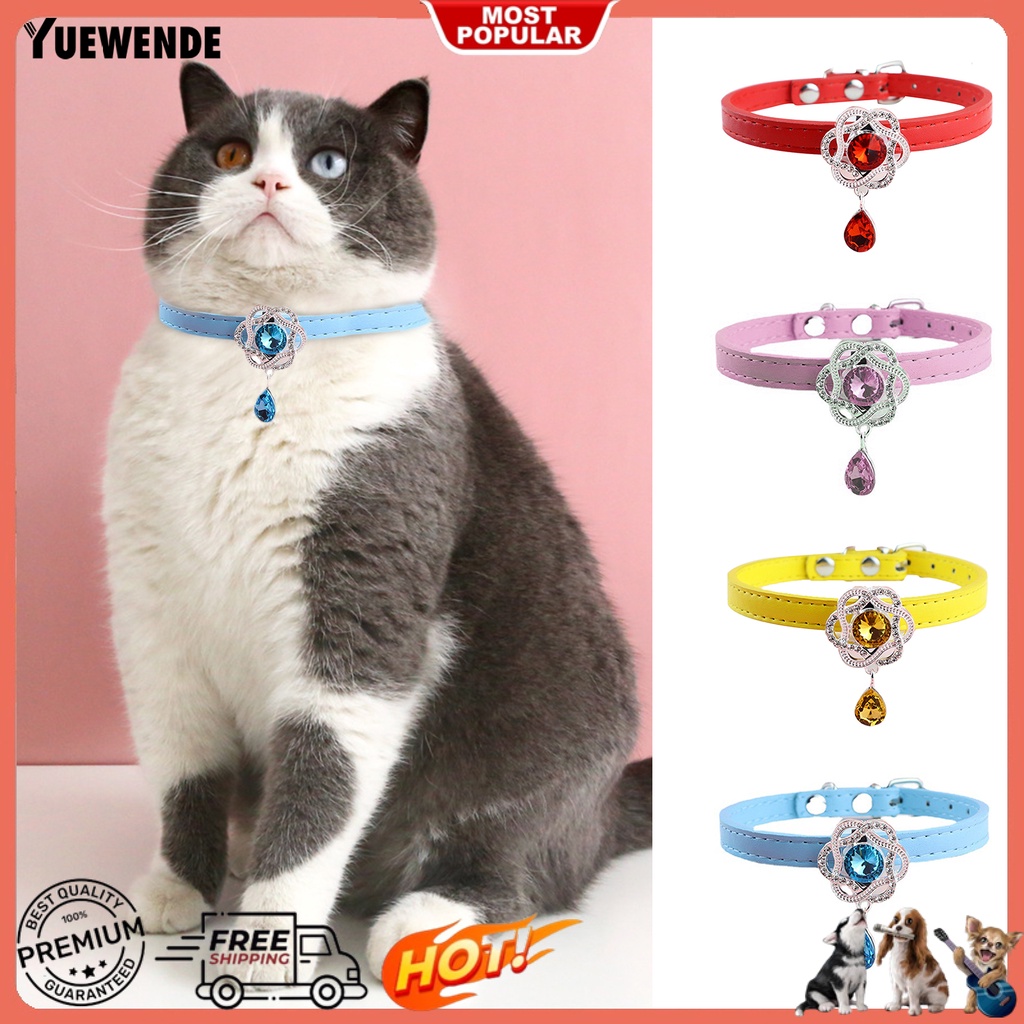 Vòng Cổ Da Nhân Tạo Đính Hoa Chống Mài Mòn Cho Thú Cưng