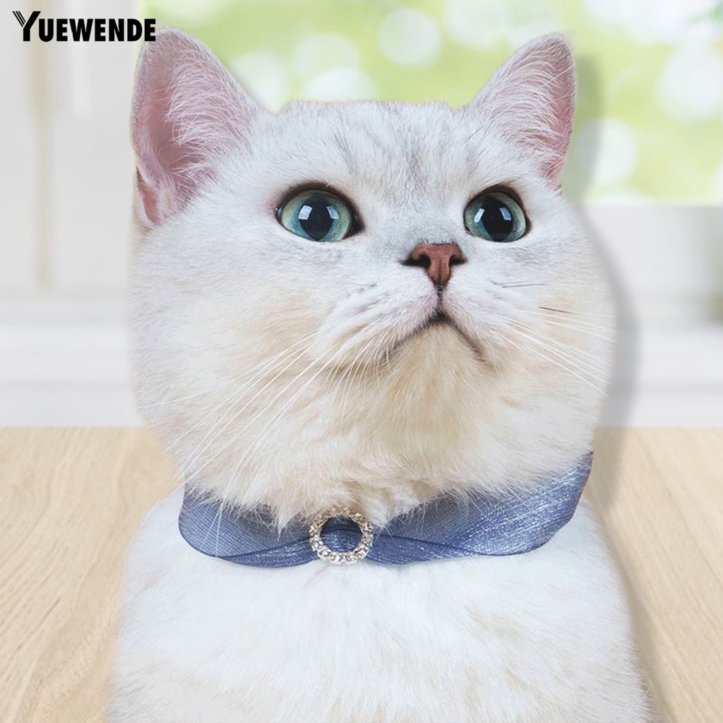 Yq.e Vòng Cổ Ruy Băng Viền Ren Đính Đá Có Thể Điều Chỉnh Thời Trang An Toàn Dành Cho Thú Cưng Mặc Hàng Ngày
