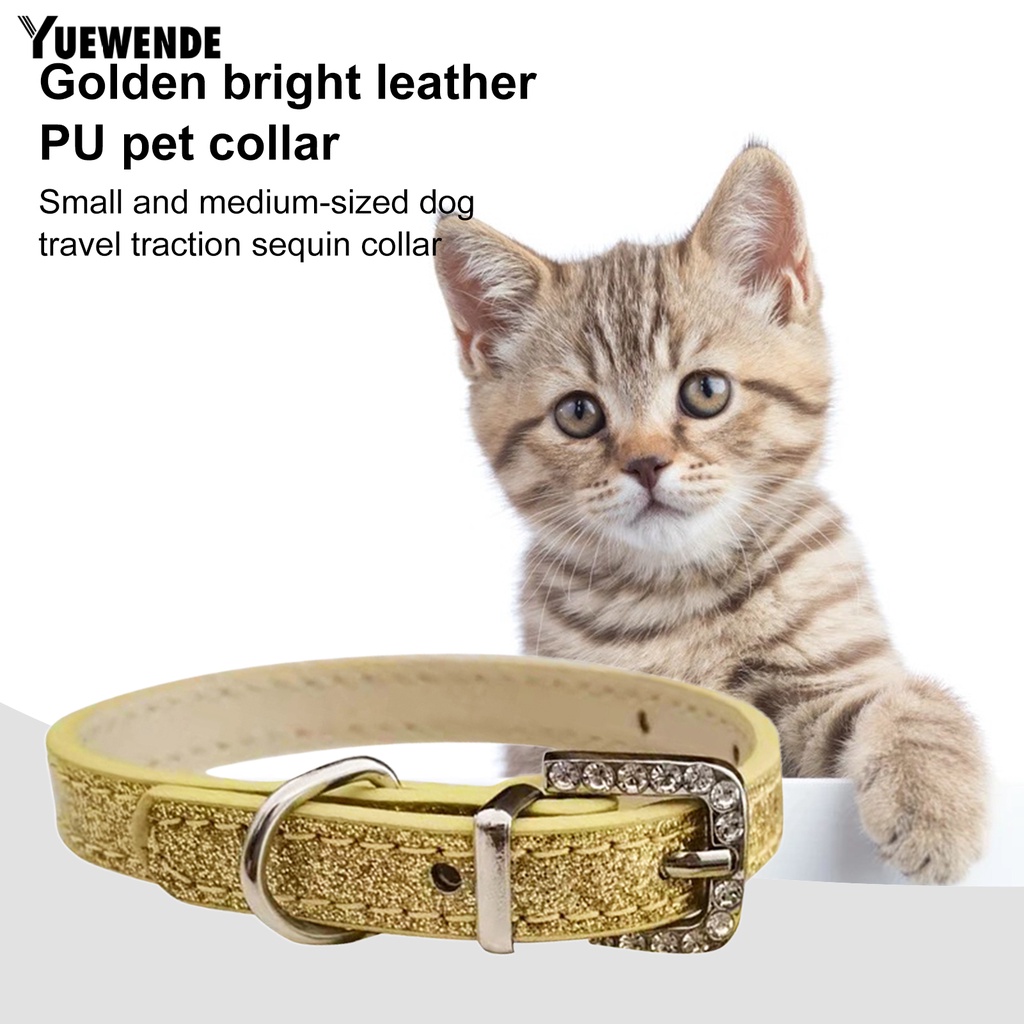 Vòng Cổ Giả Da Đính Kim Sa Điều Chỉnh Được Cho Thú Cưng Cỡ Nhỏ / Vừa / Nhỏ / YQ.E