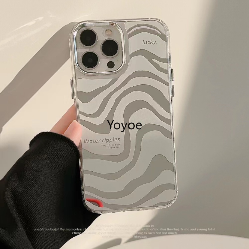 Ốp Điện Thoại Silicon Mềm Mạ Điện Họa Tiết Gợn Sóng Nước Bảo Vệ Ống Kính Máy Ảnh Cho iphone 14plus 14 13 12 11 Pro