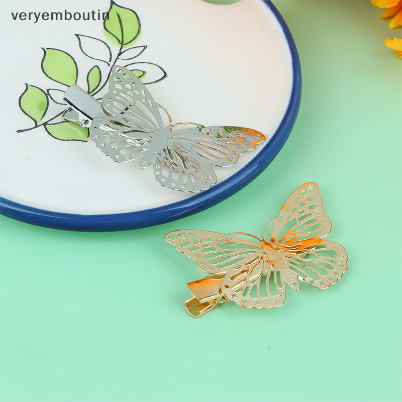 Bộ 2 Kẹp Tóc Kim Loại Hình Bươm Bướm Thời Trang Dành Cho Nữ