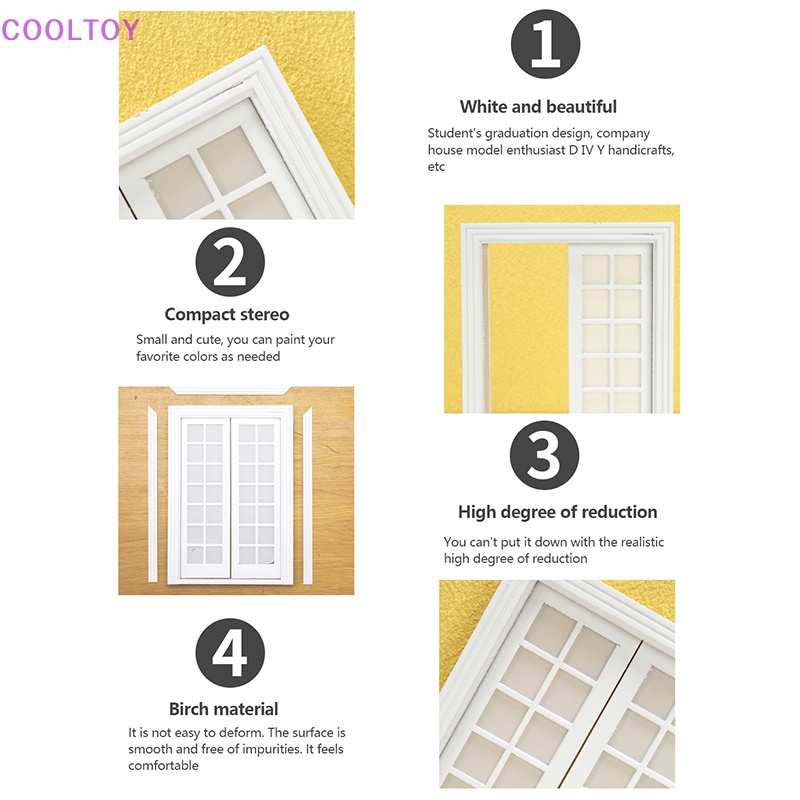 Cooltoy 1 Bộ 28 Lưới Hai Cửa Màu Trắng Cỡ 1 / 12 Dùng Trang Trí Nhà Búp Bê DIY