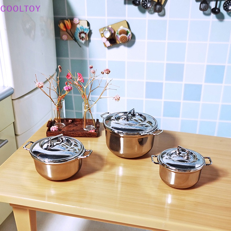 Cooltoy Mô Hình Nồi Hầm Bằng Thép Không Gỉ 1 / 12 Trang Trí Nhà Búp Bê