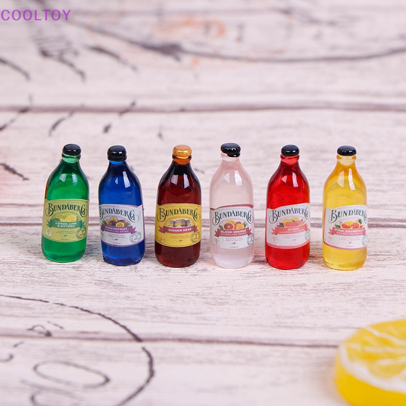 Set 6 Chai Rượu Mini Tỉ Lệ 1 / 12 Xinh Xắn Dùng Để Trang Trí Nhà Búp Bê