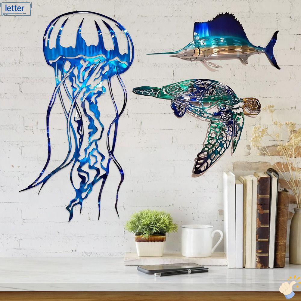 Phụ Kiện Trang Trí Tường Hình Sứa Biển Bằng Kim Loại Độc Đáo