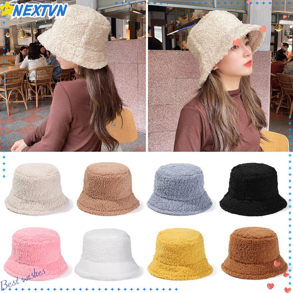 Mũ Bucket Chất Liệu Lông Giả Ấm Áp Thời Trang Cho Nữ