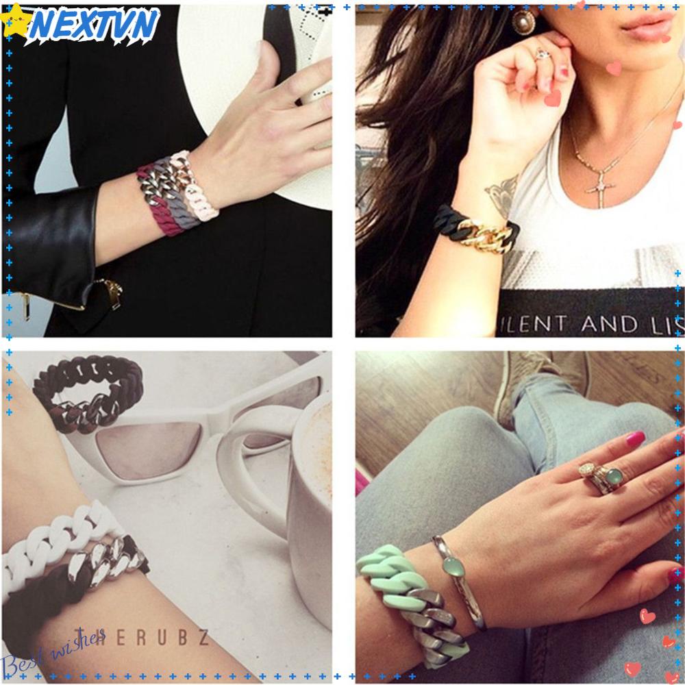 Vòng Tay Silicone Phối Dây Xích Xoắn Thời Trang Cho Nam